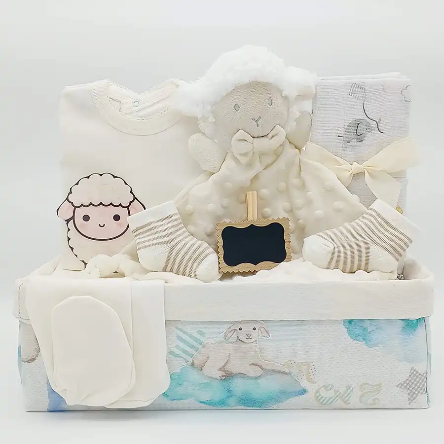 Canastilla bebe ovejitas