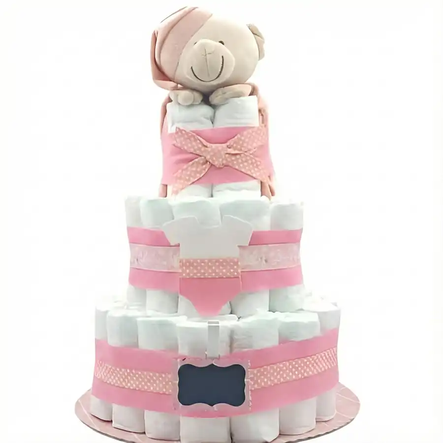 Tarta Pañales 3 Pisos Rosa