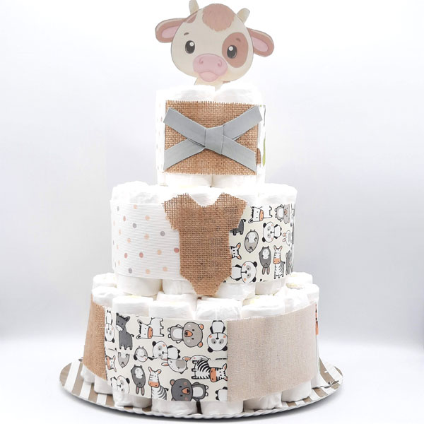 Tarta Pañales 3 Pisos Vaquita