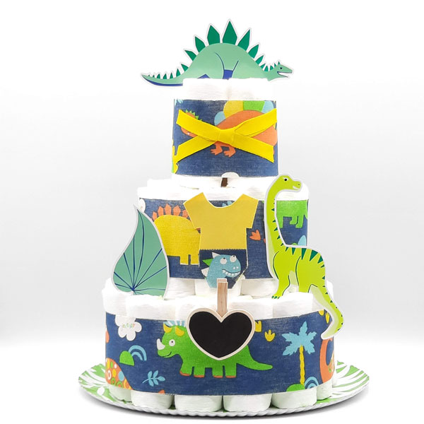 Tarta Pañales 3 pisos Dinosaurios