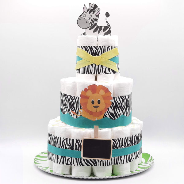 Tarta Pañales 3 Pisos Cebra