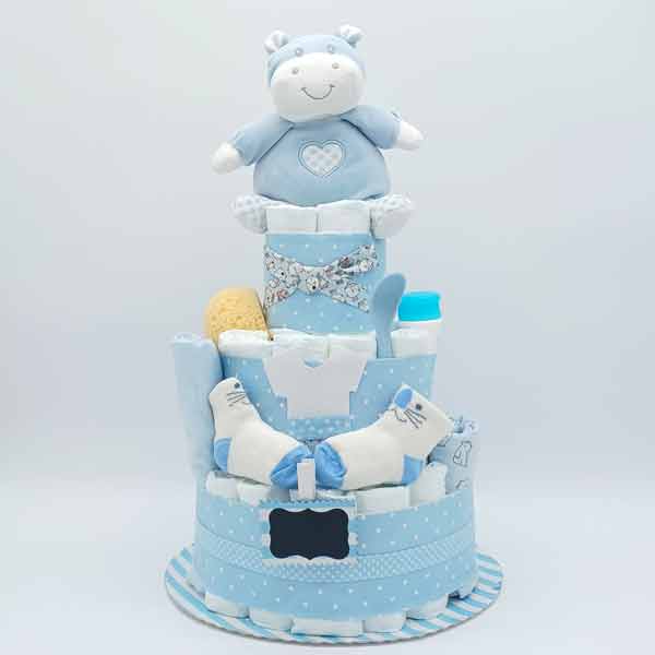 Tarta Pañales 3 Pisos Complementos Azul